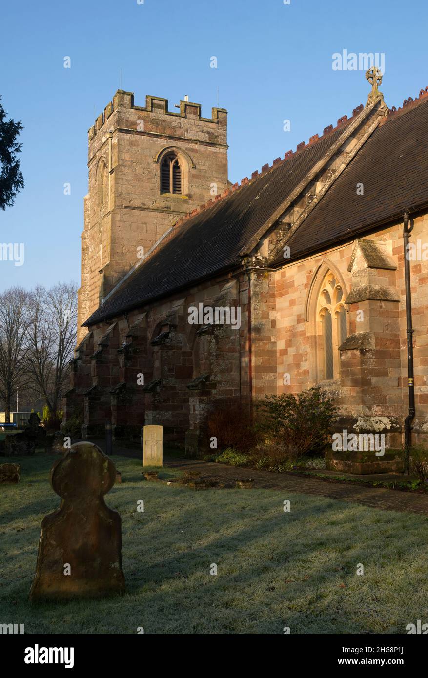 St. Peter`s Church in winter, Ipsley, Redditch, Worcestershire, England, UK Stock Photo